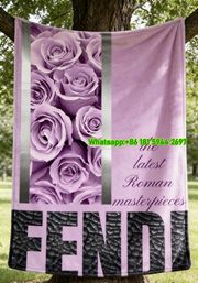 Fendi Purple Rose & Crocodile Texture Flannel Sofa Throw Blanket IMG_9402